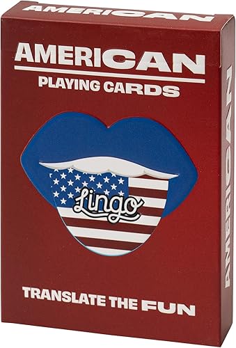 Lingo Naipes americanos | Tarjetas de viaje | Aprende vocabulario de jerga americana de una manera divertida y fácil | 52 traducciones esenciales