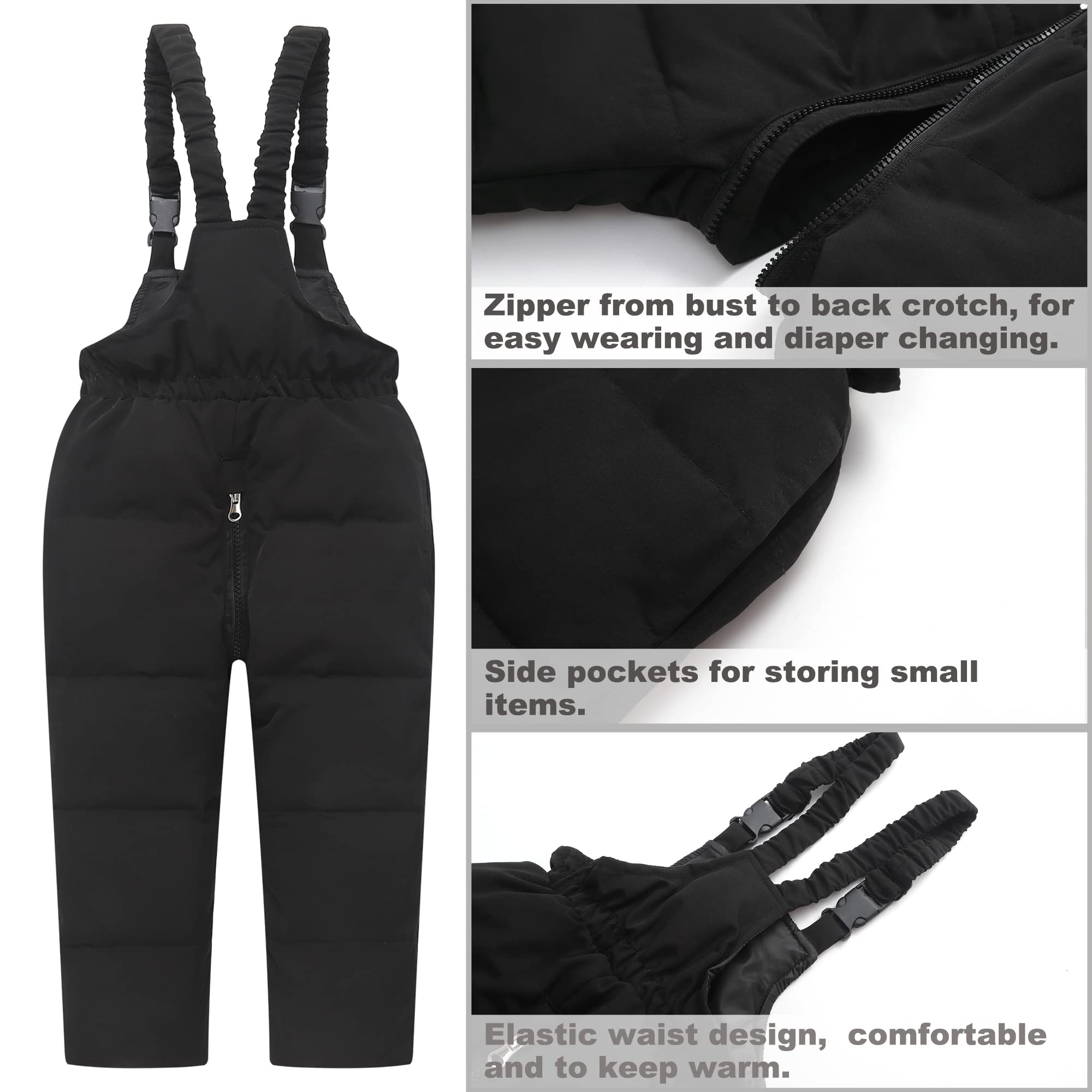 Fewlby Tuta da Neve per Bambino - Piumino con Cappuccio + Pantaloni da Sci, 2 Pezzi Tuta da Sci Bambino Completo da Neve Caldo Invernale Salopette e Giacca