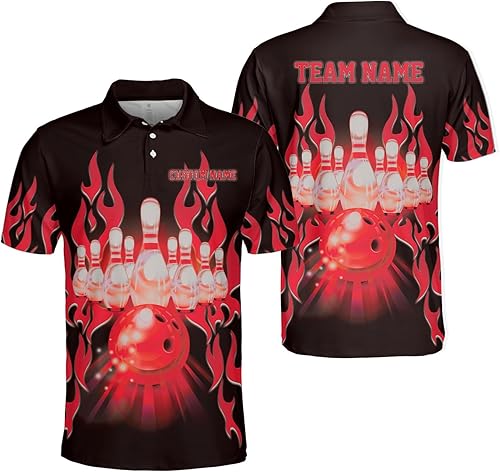 Miniatura 2 de Woseprints - Polo de boliche personalizado con nombre 3D para hombres y mujeres, camisas de bolos personalizadas para equipo, camisas de bolos unisex