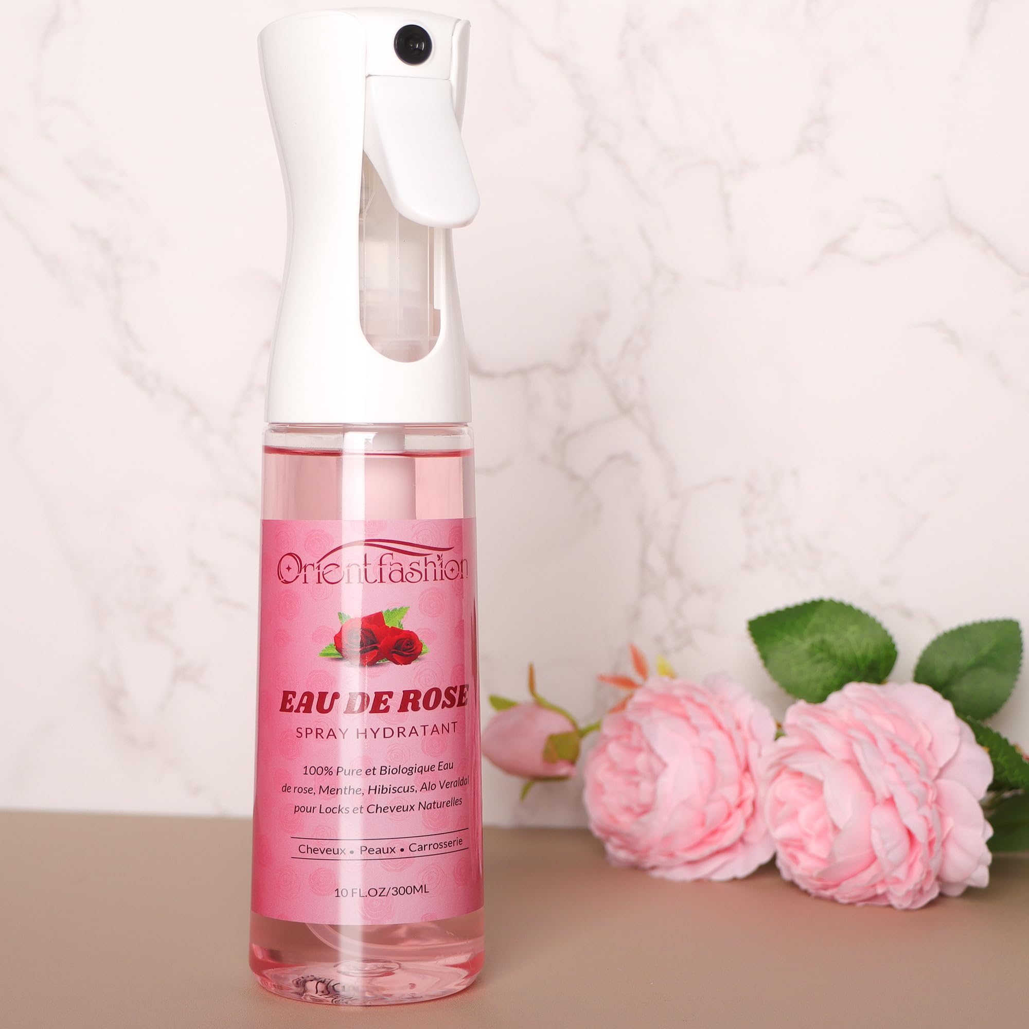 Eau De Rose Cheveux 300ml/10oz, Eau De Rose Bio Locks Moisturizer Hydrating Rose Water Spray Rosewater Scalp for Dreadlocks, Visage, Corps, Cheveux