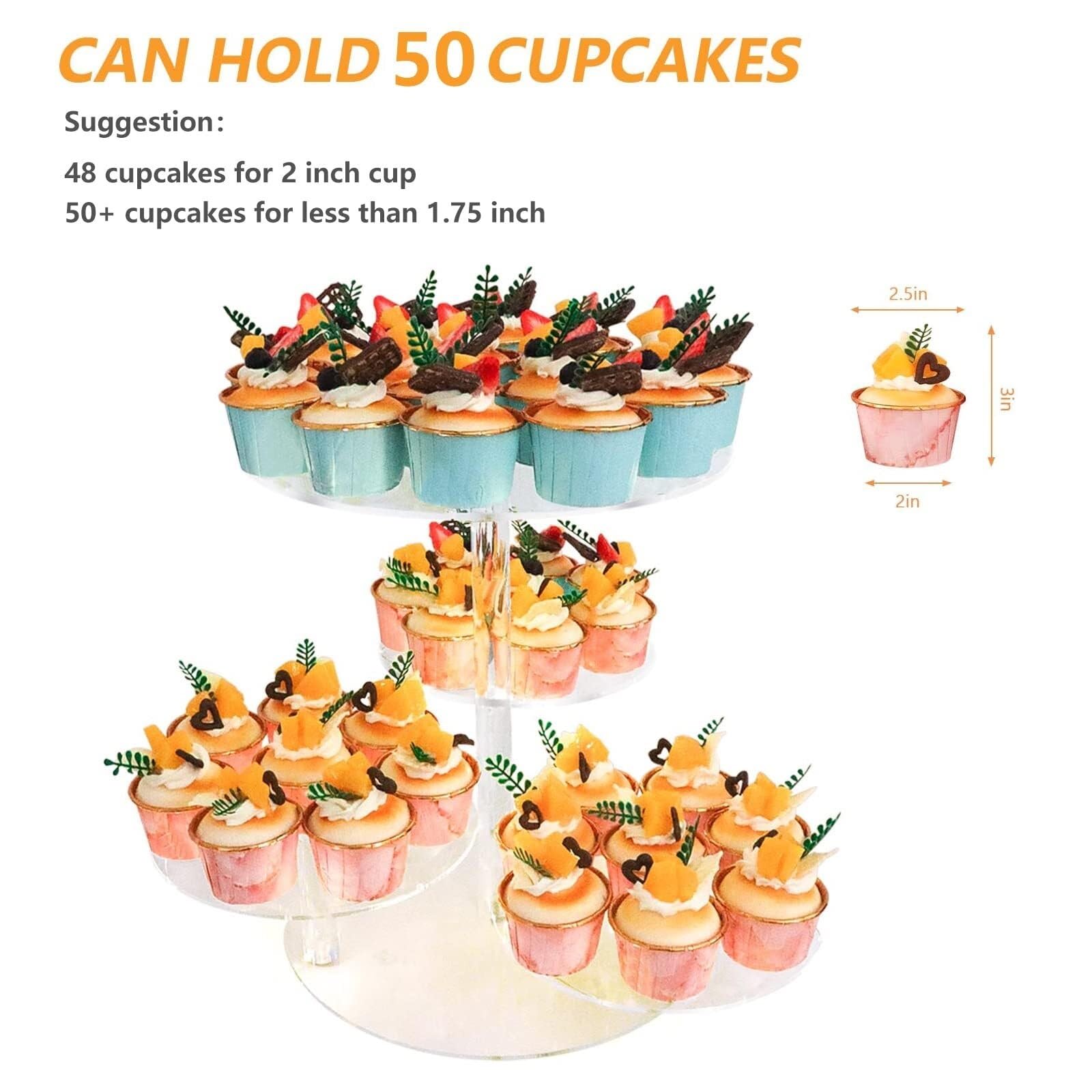 Soporte Tartas Soporte Acrílico For Cupcakes De 4 Niveles, Torre Flores For 50 Presentador Postre