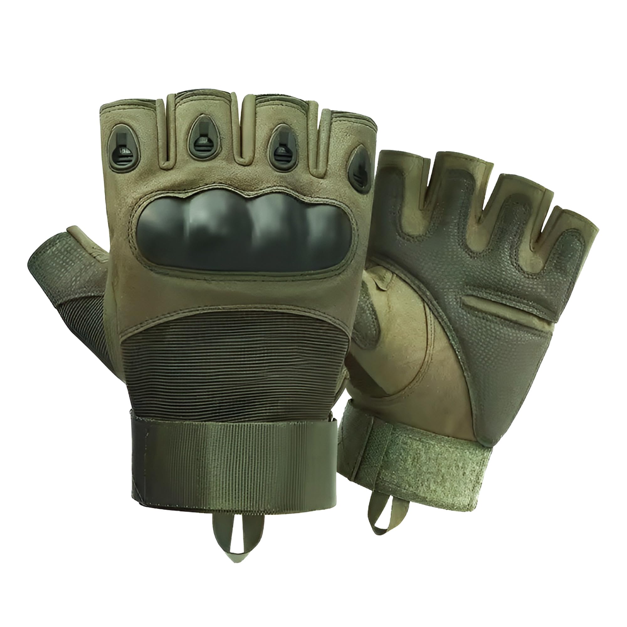 AUTOGUYS HF-2 Half-Finger Bike Riding Gloves TPR Knuckle Protection Tactical Hand Gloves for Bike - Bike Gloves Men Bike Accessories Washable Fabric (Size: XL, Green)-image-5