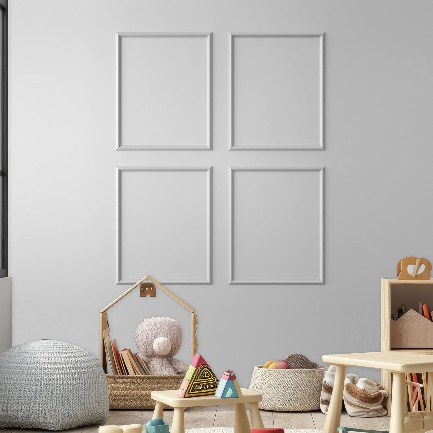 Yuzzy 4 Set Peel and Stick Wall Molding Trim Kit, 16" x20" Premade Wainscoting Panels, Self Adhesive Moulding Panel for Interior Walls Picture Frame 4 set,16"x20"