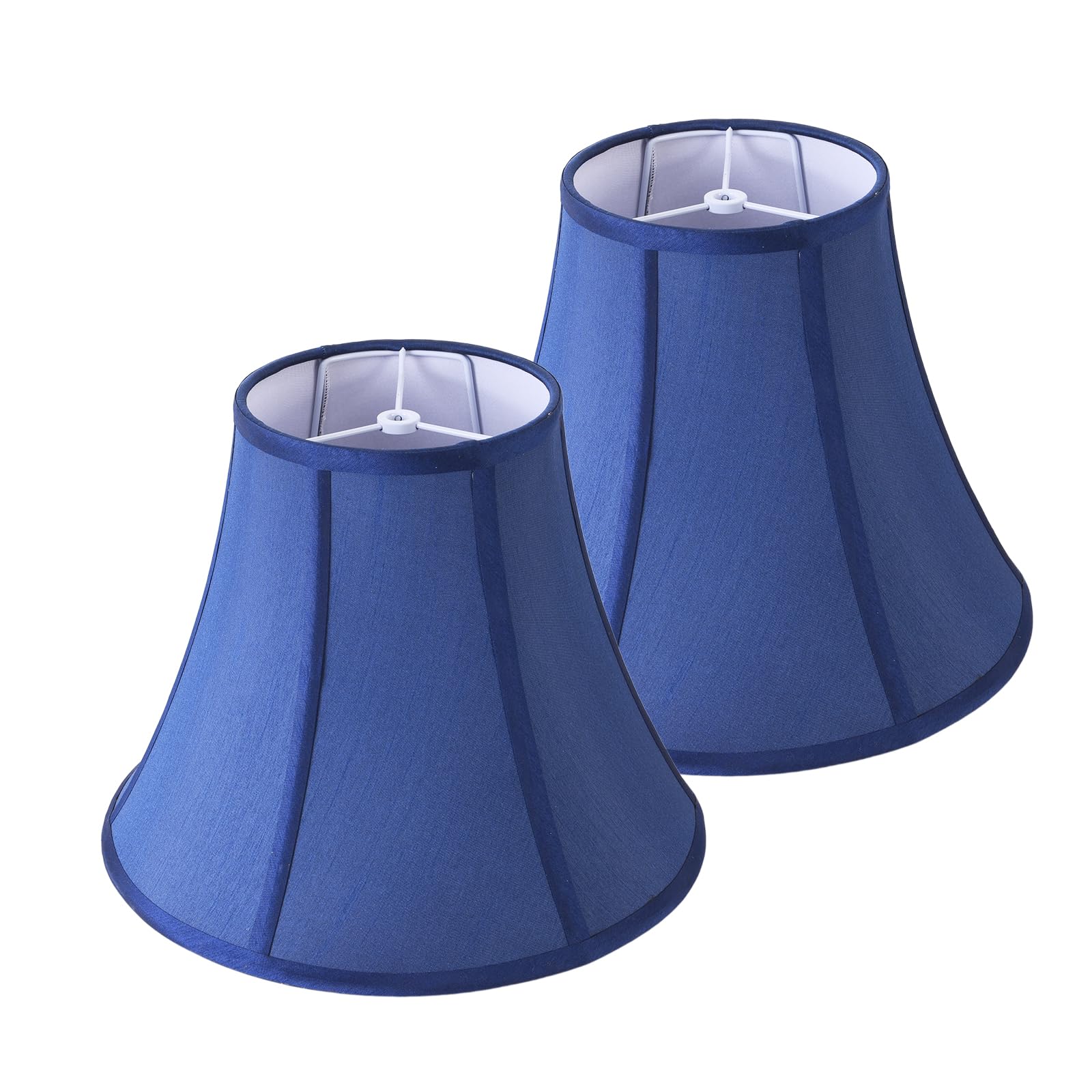 JERHOUS Blue Faux Silk Bell Lamp Shades Set of 2