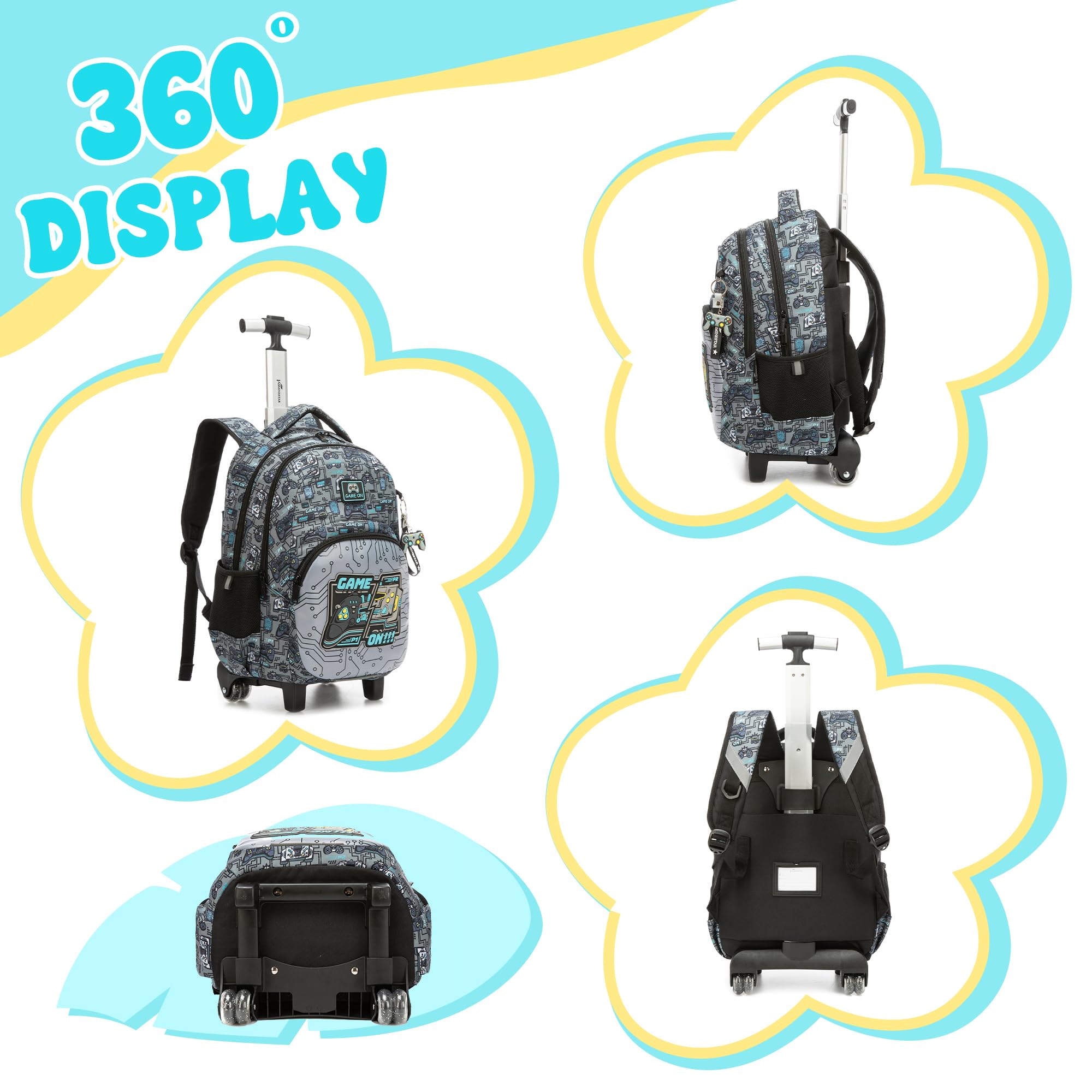 HTgroce Mochila con Ruedas Niños Primaria Ergonómica – Carrito Escolar Infantil– Mochila de Gran Capacidad para Colegio y Viaje