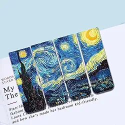 Kit 4 Marcadores de Página Magnéticos - Noite Estrelada de Vincente Van Gogh