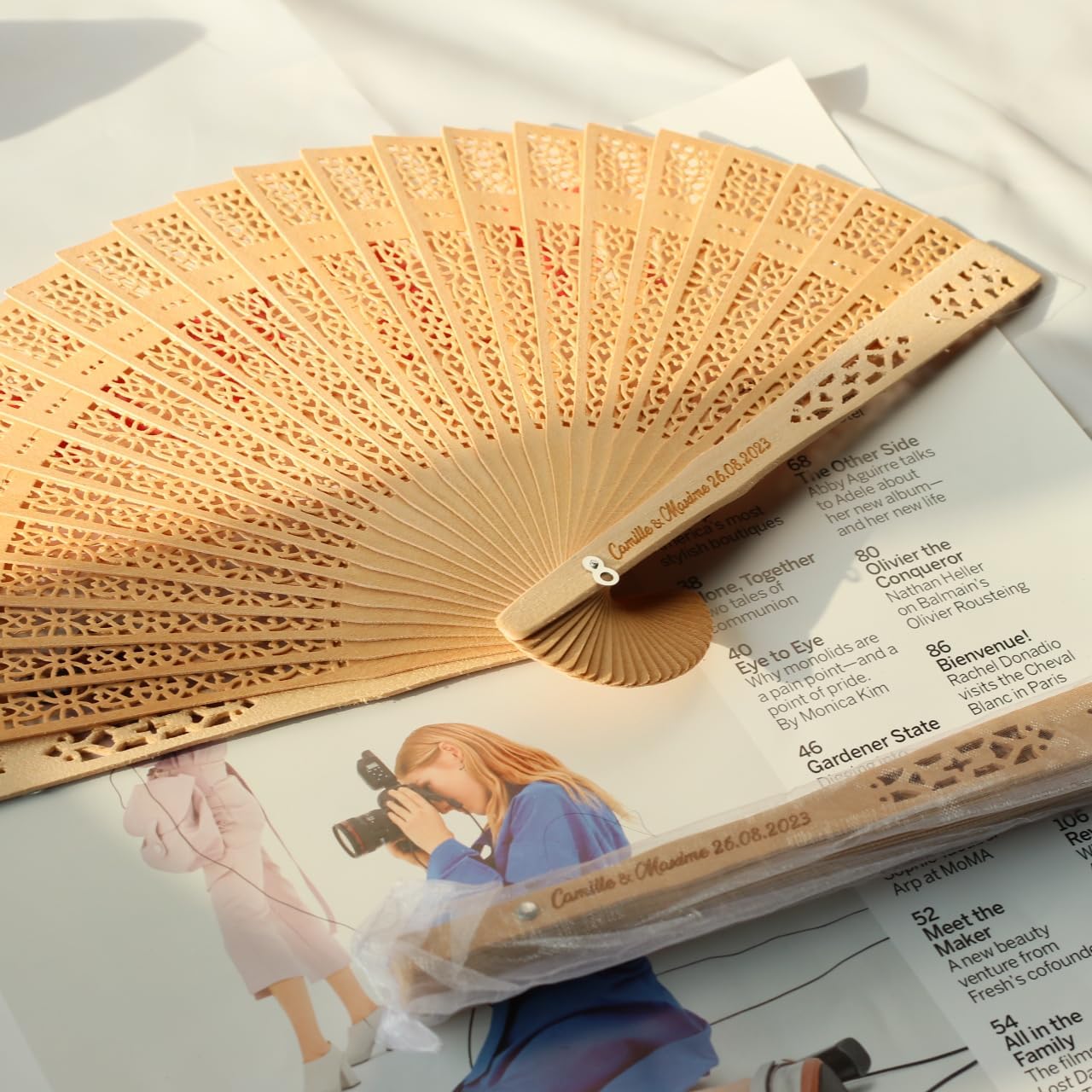 Personalized Sandalwood Wedding Fans, Custom Wedding Fans Wedding Party Favor, Monogram Hand Fans, Beach Summer Wooden Fans, Bridesmaid Fans (50pcs)