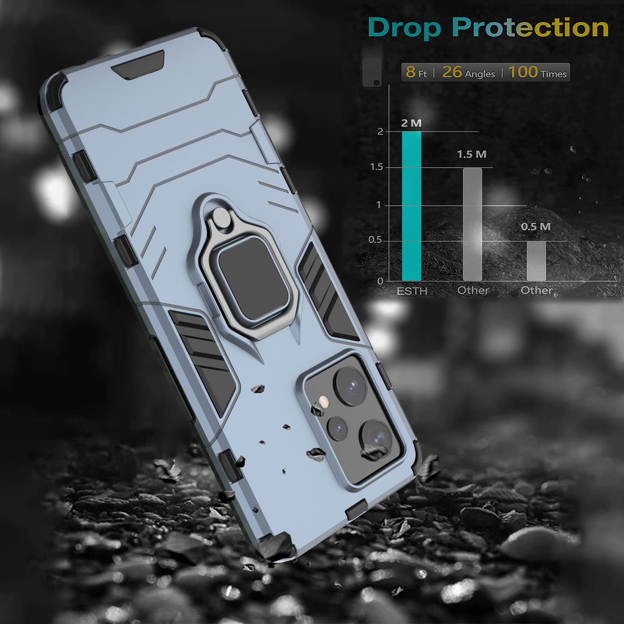 TheGiftKart Bumper Back Case Cover for Realme 9 4G / 9 Pro Plus 5G | Tough Armor | Ring Holder & Kickstand in-Built | 360 Degree Protection Back Cover