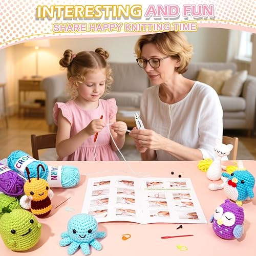 Miniatura 3 de Kit de 6 piezas de animales de ganchillo  Kit de ganchillo Amigurumi 2026 DIY para principiantes, kit de ganchillo de punto para niños adultos, kit