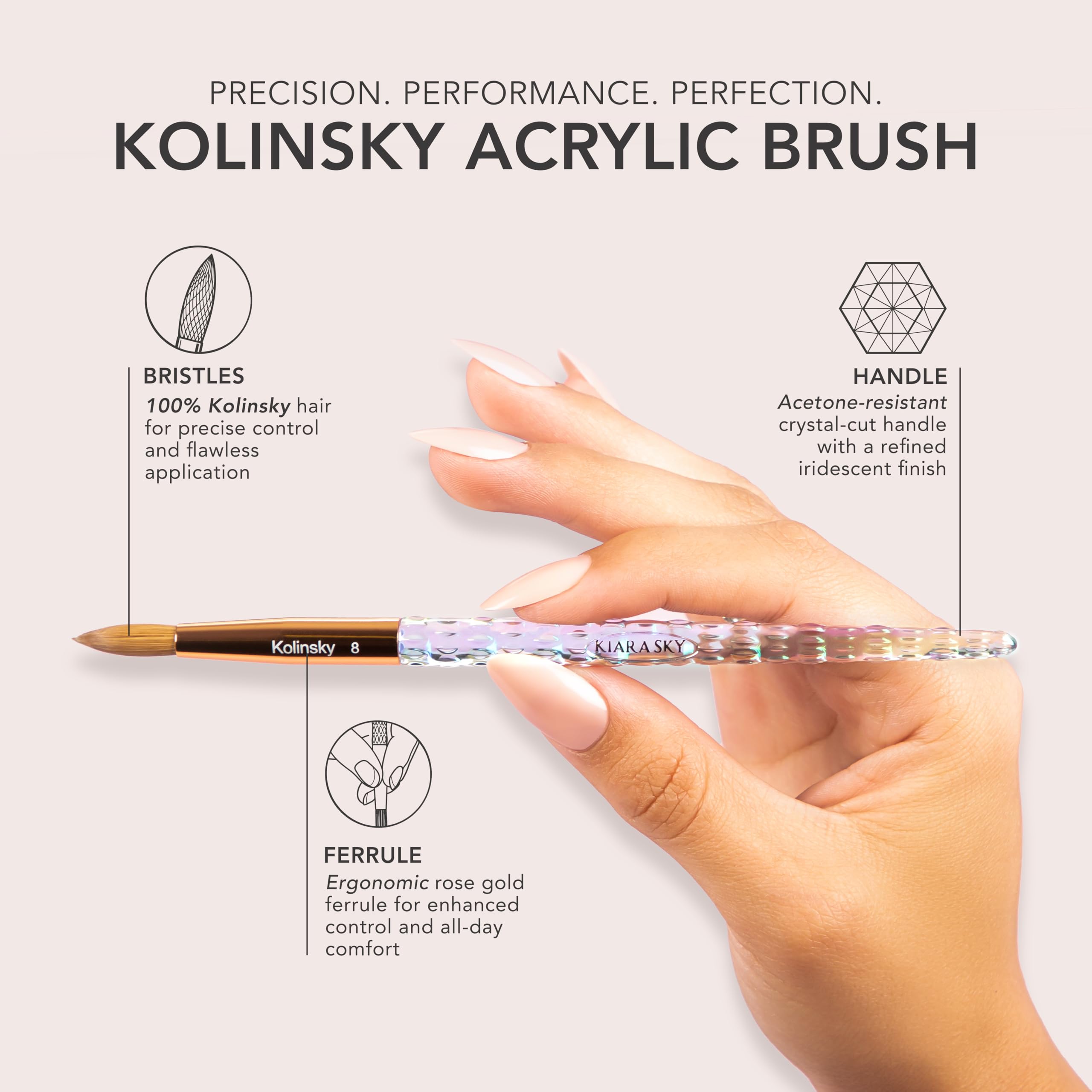 Amazon.com: Kiara Sky Kolinsky Acrylic Nail Brush #8 – Pure