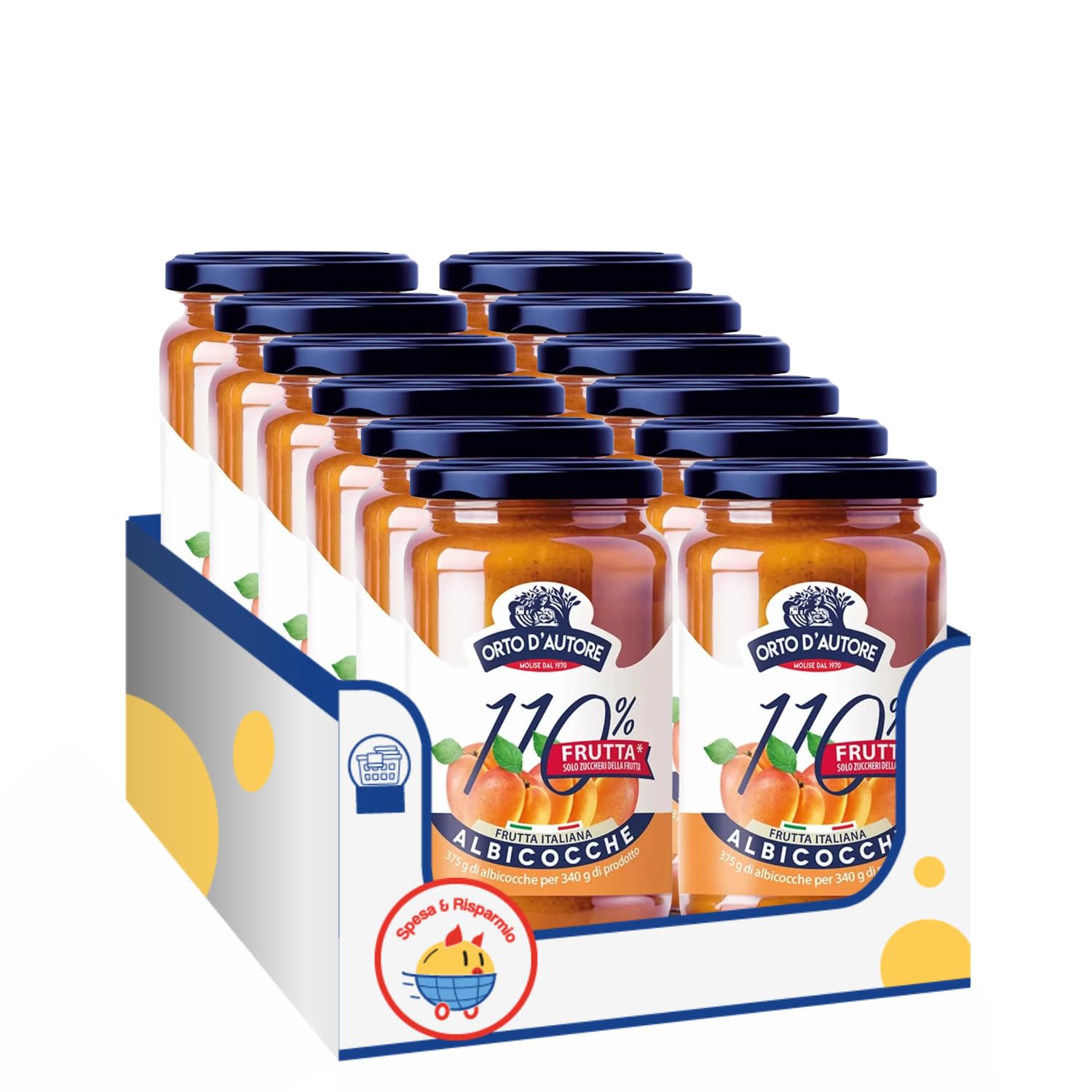 Preparazione di Albicocche 340 g 110% Frutta – Senza Zuccheri Aggiunti Solo Zuccheri della Frutta – Variazioni 4/8/12 Pezzi (4 PEZZI)