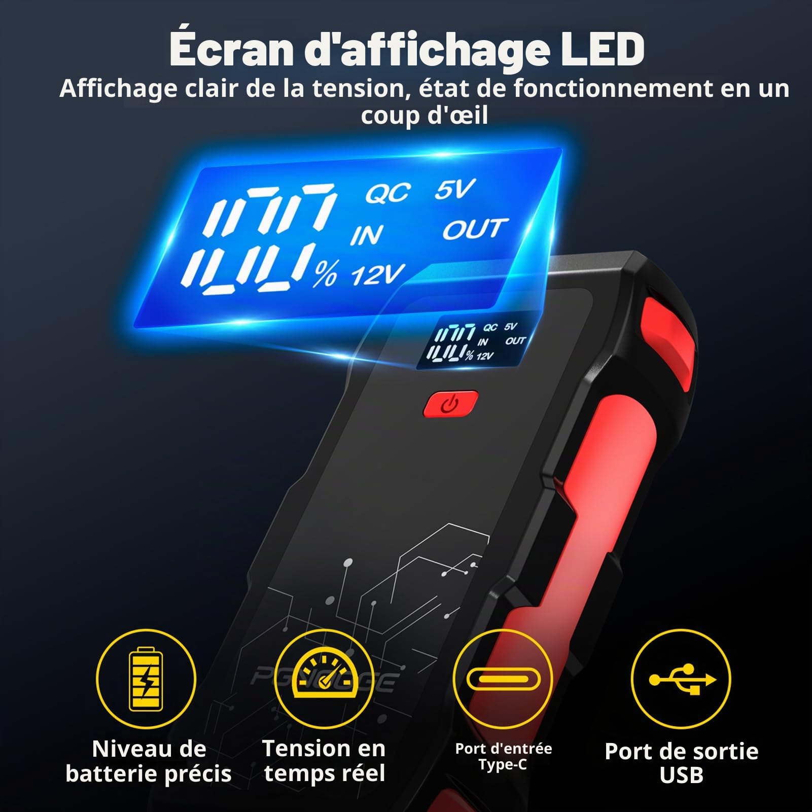 26800mAh 6000A Démarreur de Voiture 12V | Booster de Batterie, Moteurs jusqu'à 10L Diesel, Tous Essence, Start Booster Batterie Vehicule