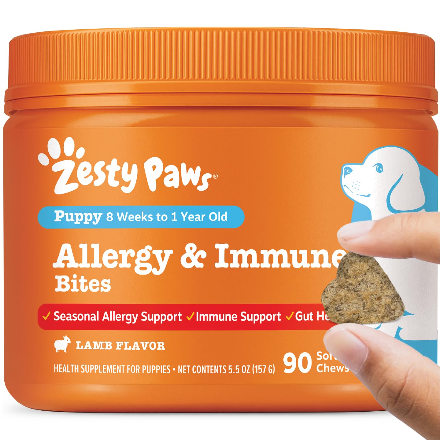 Zesty Paws Puppy Dog Allergy Chews - Dog Allergy Relief, Lamb, 90 Ct