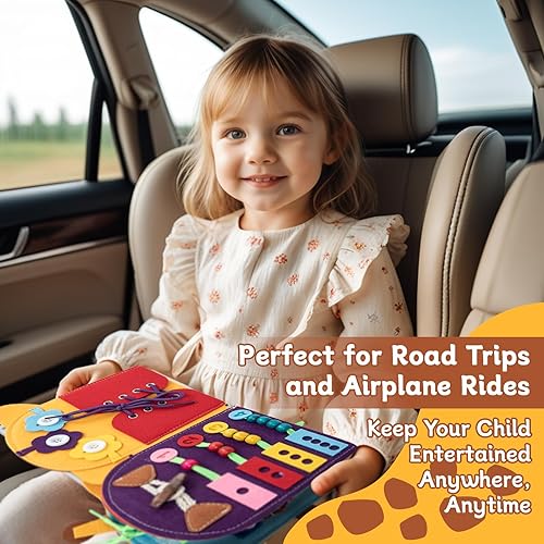 Miniatura 6 de Libro silencioso de fieltro para niños, libro de tela 3D de jirafa para niños y niñas de 3 años, actividad sensorial, habilidades motoras finas,