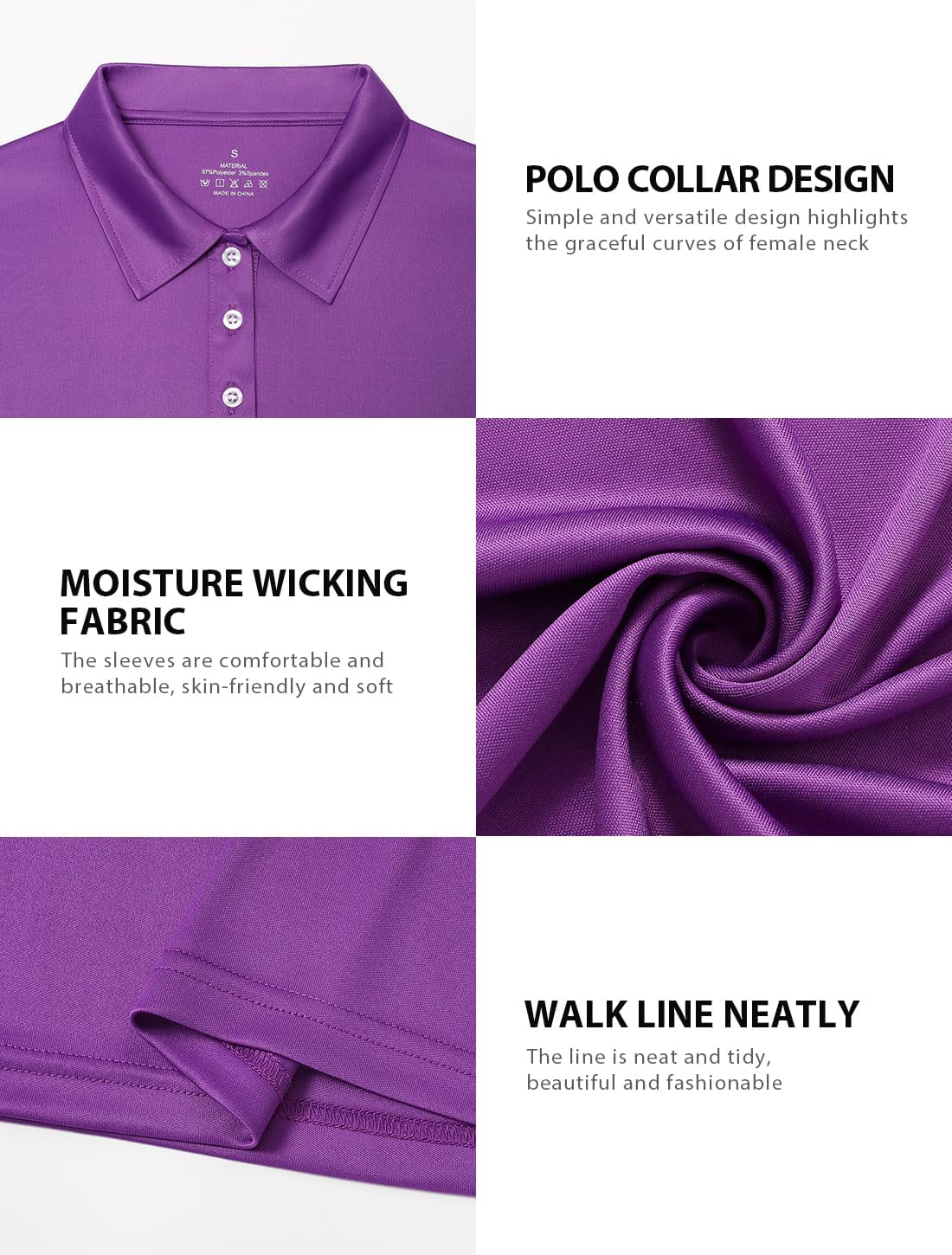 Ullnoy Lightweight Golf Shirts for Women Moisture Wicking Long Sleeve Polo Shirt Women Quick Dry Activewear Golf Tops Pack - Image 5