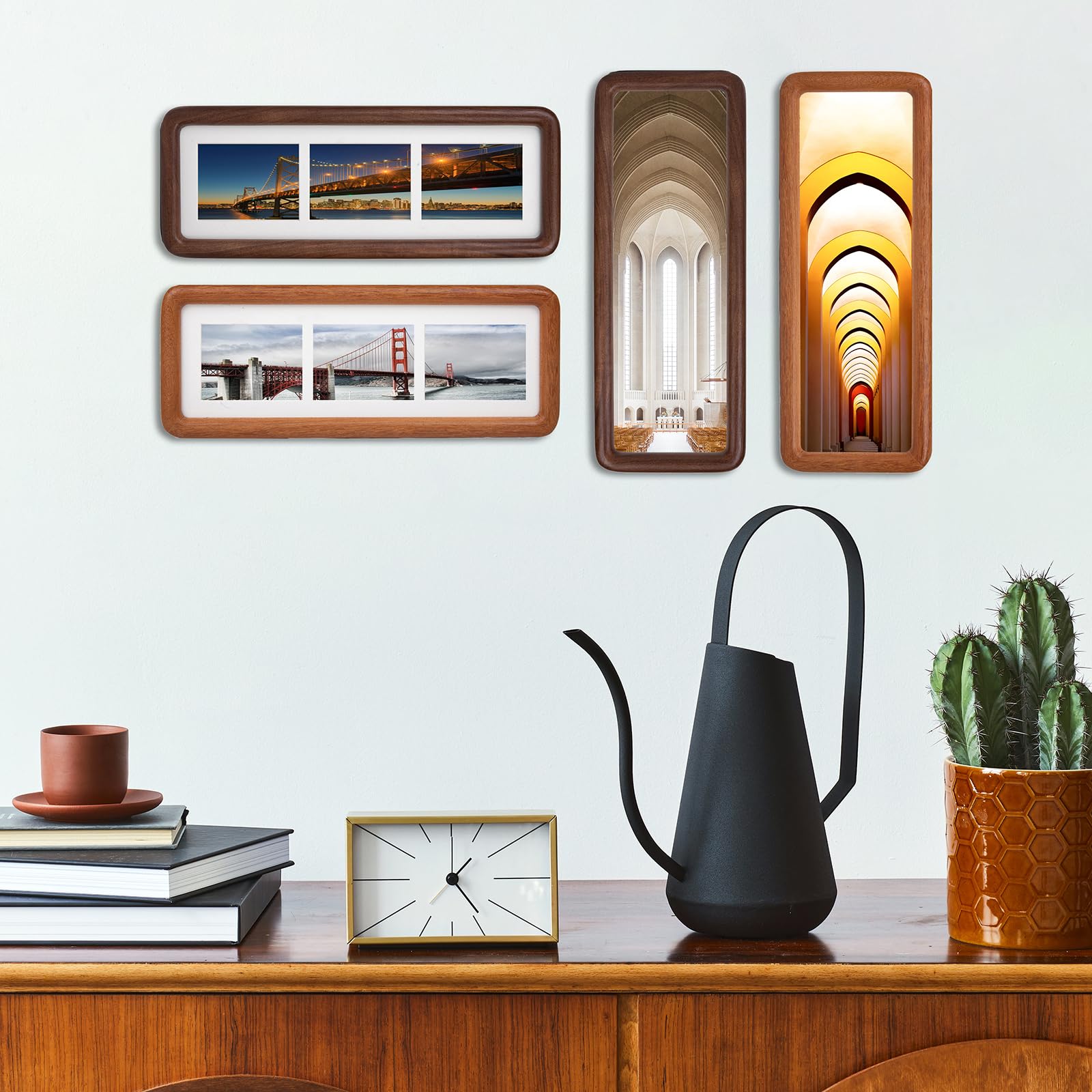 Amazon.com - OUBOXDPF 4x12 Collage Picture Frame Teak Wood