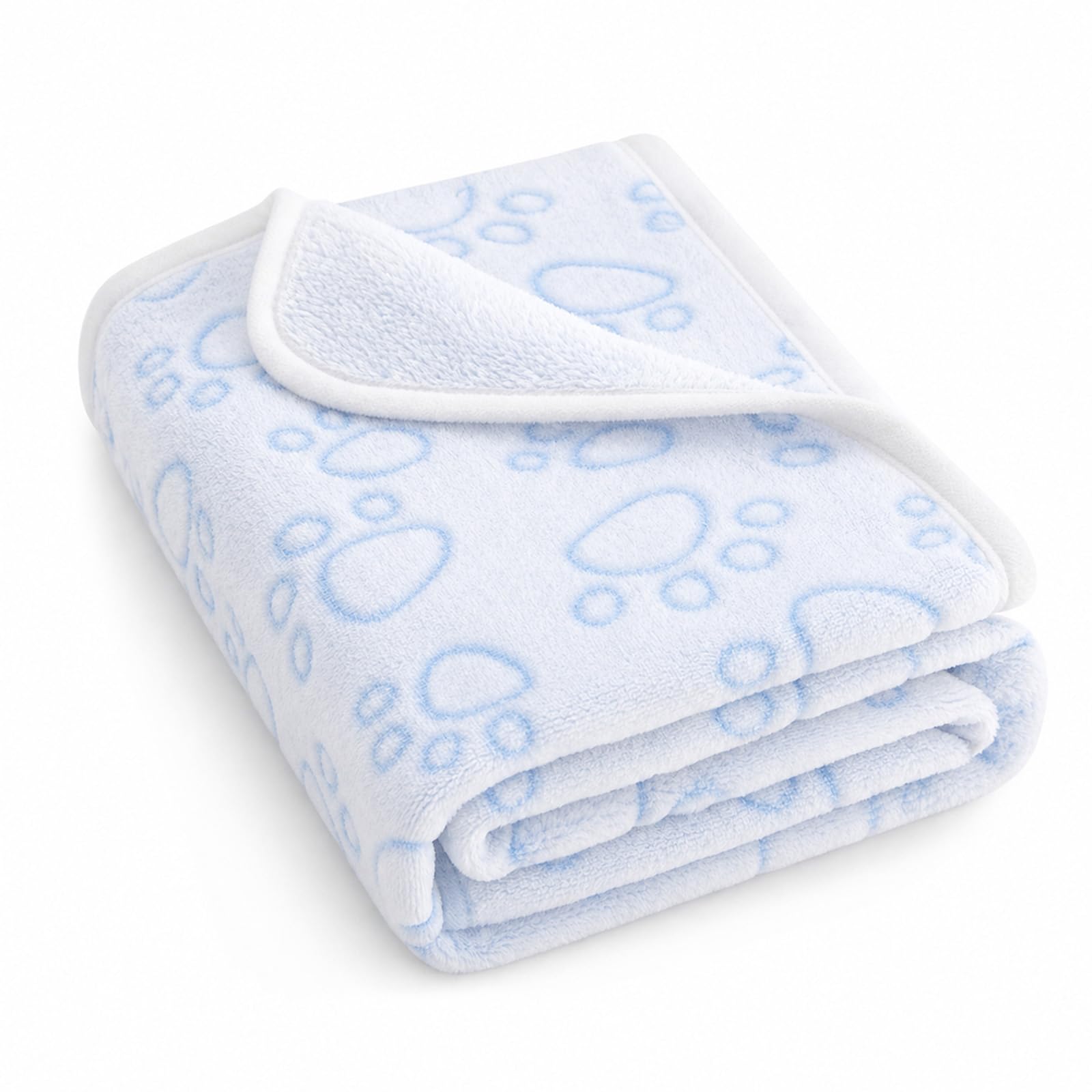 Jyswx Dog Blanket, 40 x 60 cm Soft Fleece Pet Blanket for Dogs Cats, Fluffy Puppy Blanket Washable Dog Throw with Paw Print, Warm Cat Blanket for Sofa, Bed, Kennel, Crate & Travel, Blue — image 1