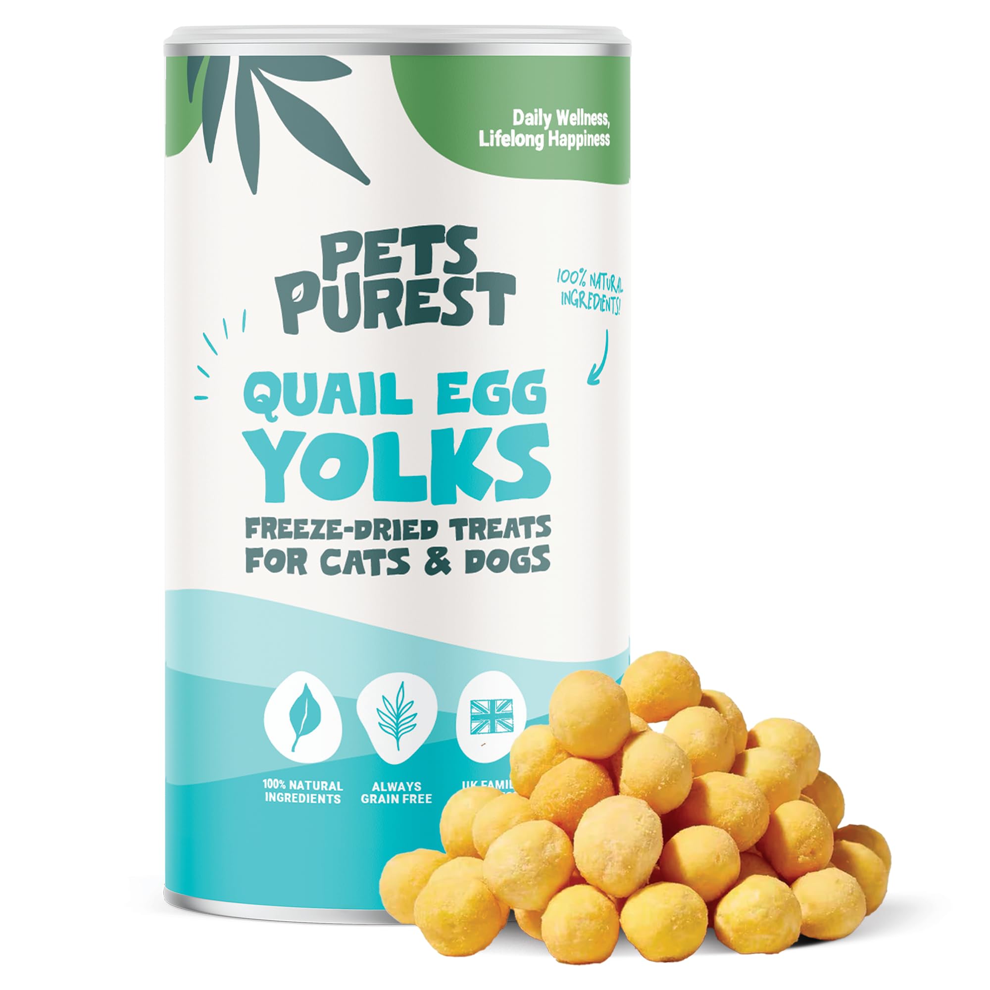 Pets Purest Freeze Dried Quail Eggs for Cats & Dogs. Natural Freeze Dried Cat Treats & Dog Treats. 100% Quail Eggs Yolk, Nothing Added - 100g