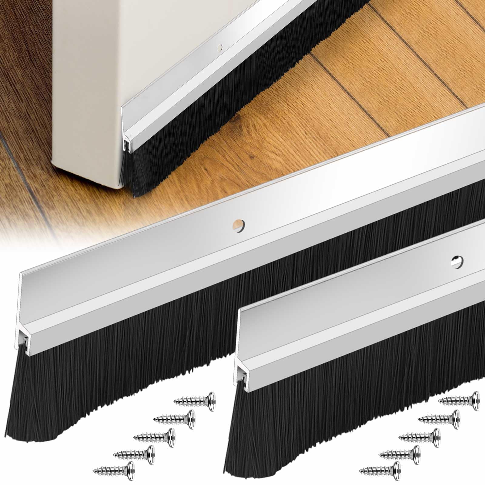 Gisafai 2 Pcs Aluminum Door Sweep, 48 Inches, Natural