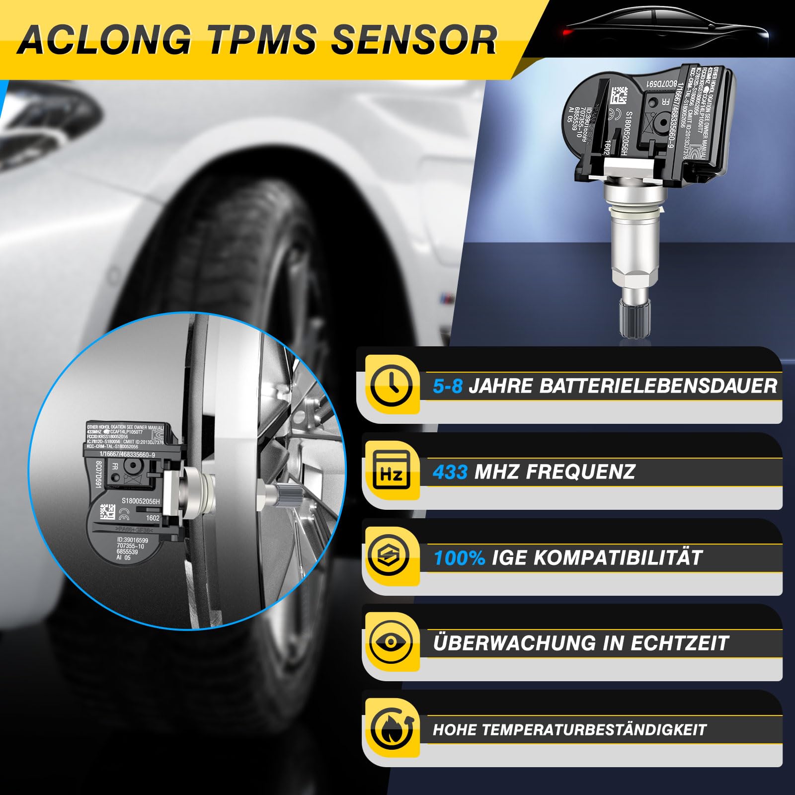 Czujnik ciśnienia w oponach TPMS czujnik RDKS do BMW 1ER 2 serii 3 4 F20 F21 F22 F23 F87 F45 F30 F31, TPMS Sensor 36106856209, 36106881890, 4 sztuki