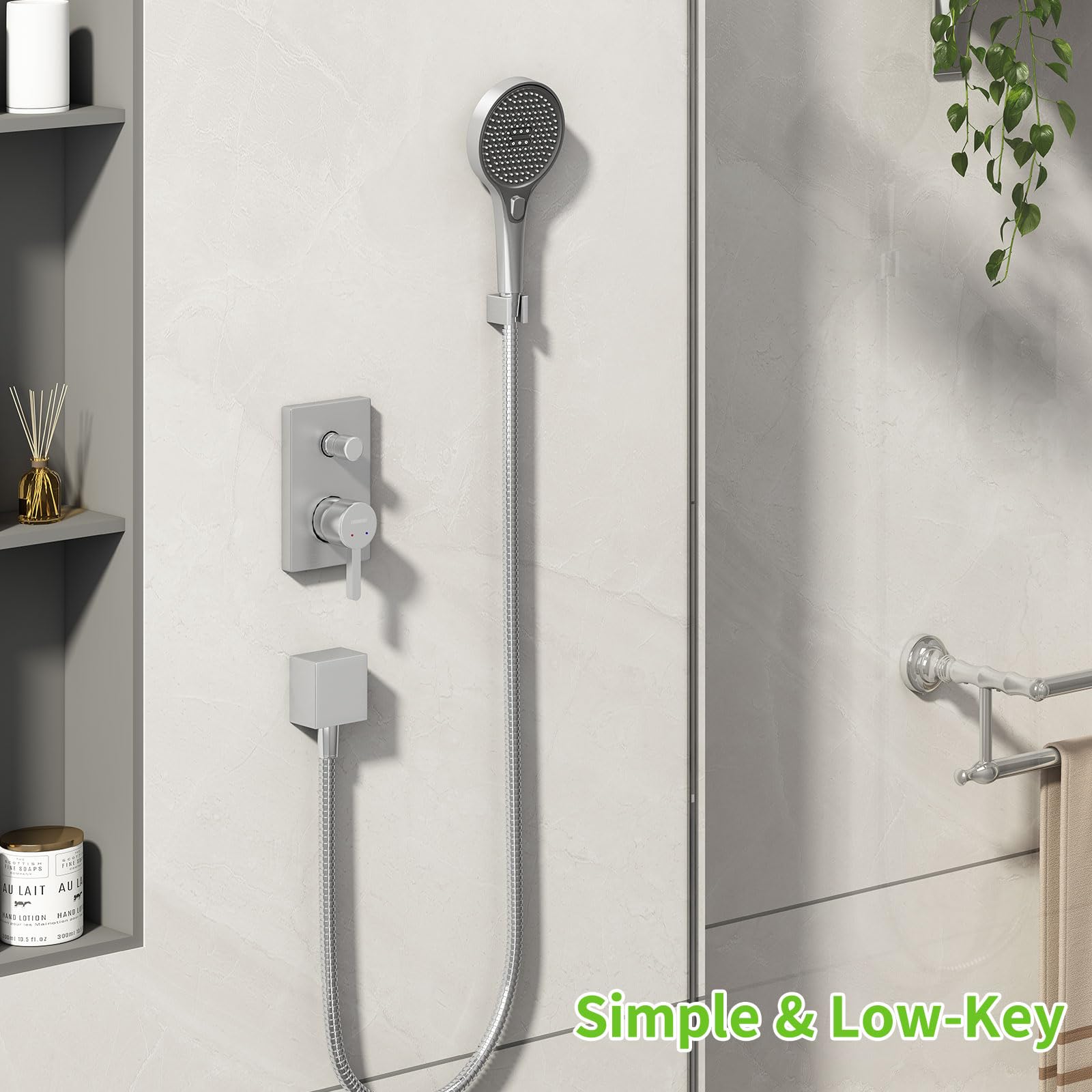 Angle Simple Handheld Shower Head Holder, Angle Simple Brass Shower Handle Holder, Bidet Sprayer Holder, Shower Head Bracket, Hand Held Shower Wand Holder, Shower Arm Holder Wall Mount, Brushed Nickel 1