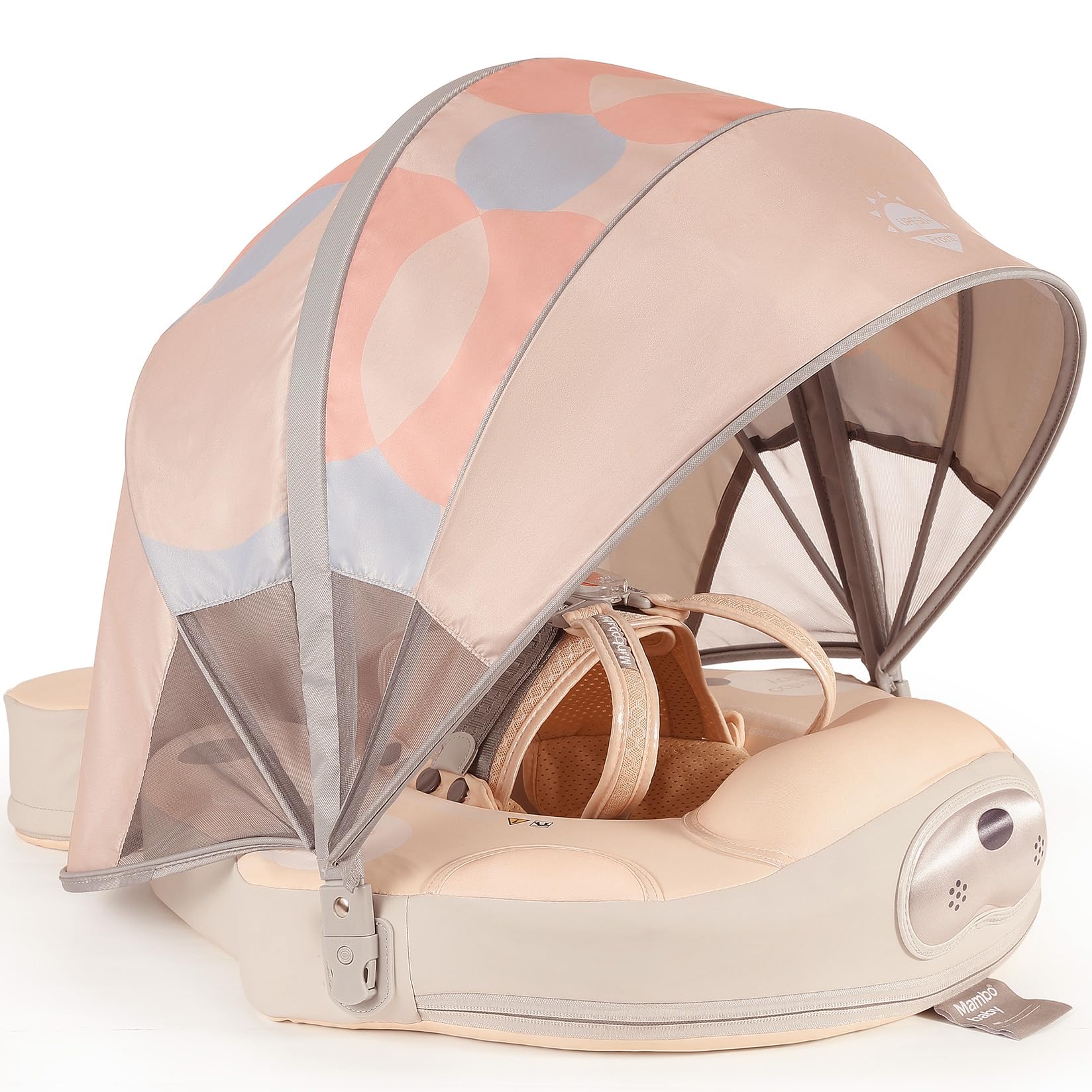 Mambobaby Float with Canopy Newest 3Months to 48Months Upright Standing Stroke 3rd Swim Mode Non Inflatable Smart Swim Trainer Solid Baby Swim Pool Float Mambo Baby Float Infant Toddler Swimming Ring