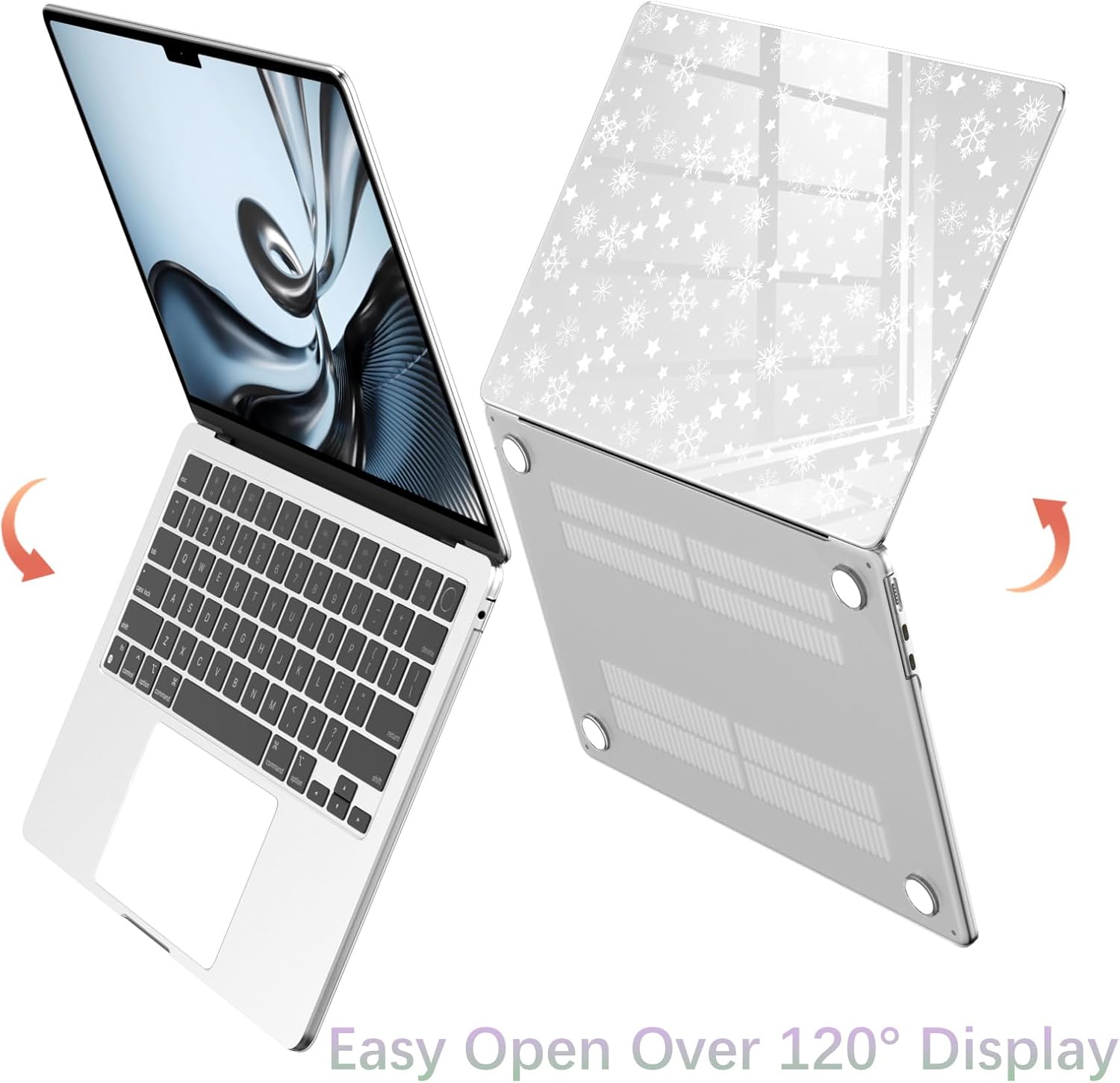 Compatible with MacBook Air 13.6 inch Case M5 M4 M3 M2 2026-2022 A3449 A3240 A3113 A2681 Release, Cute Christmas Winter Snowflake Protective Hard Shell Clear Cover for MacBook Air 13