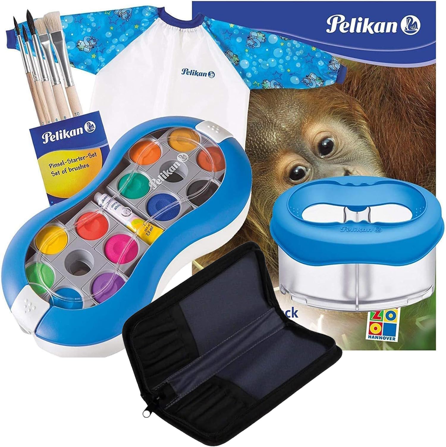Pelikan Deckfarbkasten Space+ 735 SP/24 mit 24 Farben und 1 Tube Deckwei? (im Spezial-Set, blau)