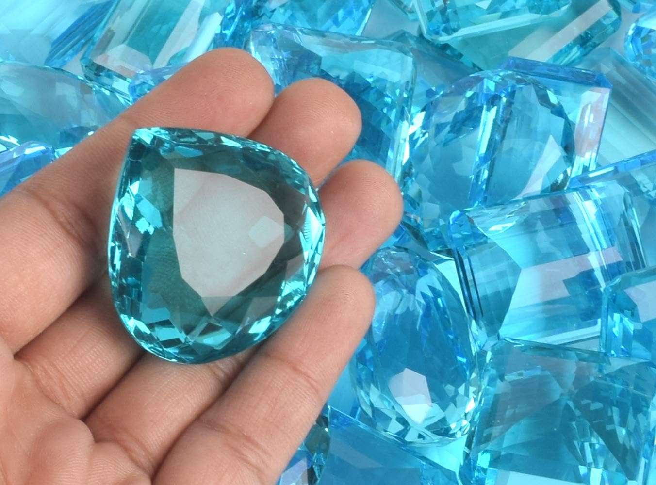GEMHUB Wholesale Set of 4 Piece Approx 200 Ct Sparkling Swiss Blue Topaz Faceted Mix Cut Jewelry Making Loose Gemstones Beads