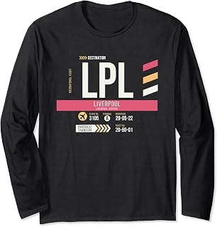 Vintage Liverpool LPL Airport Code Retro Travel Day UK Long Sleeve T-Shirt