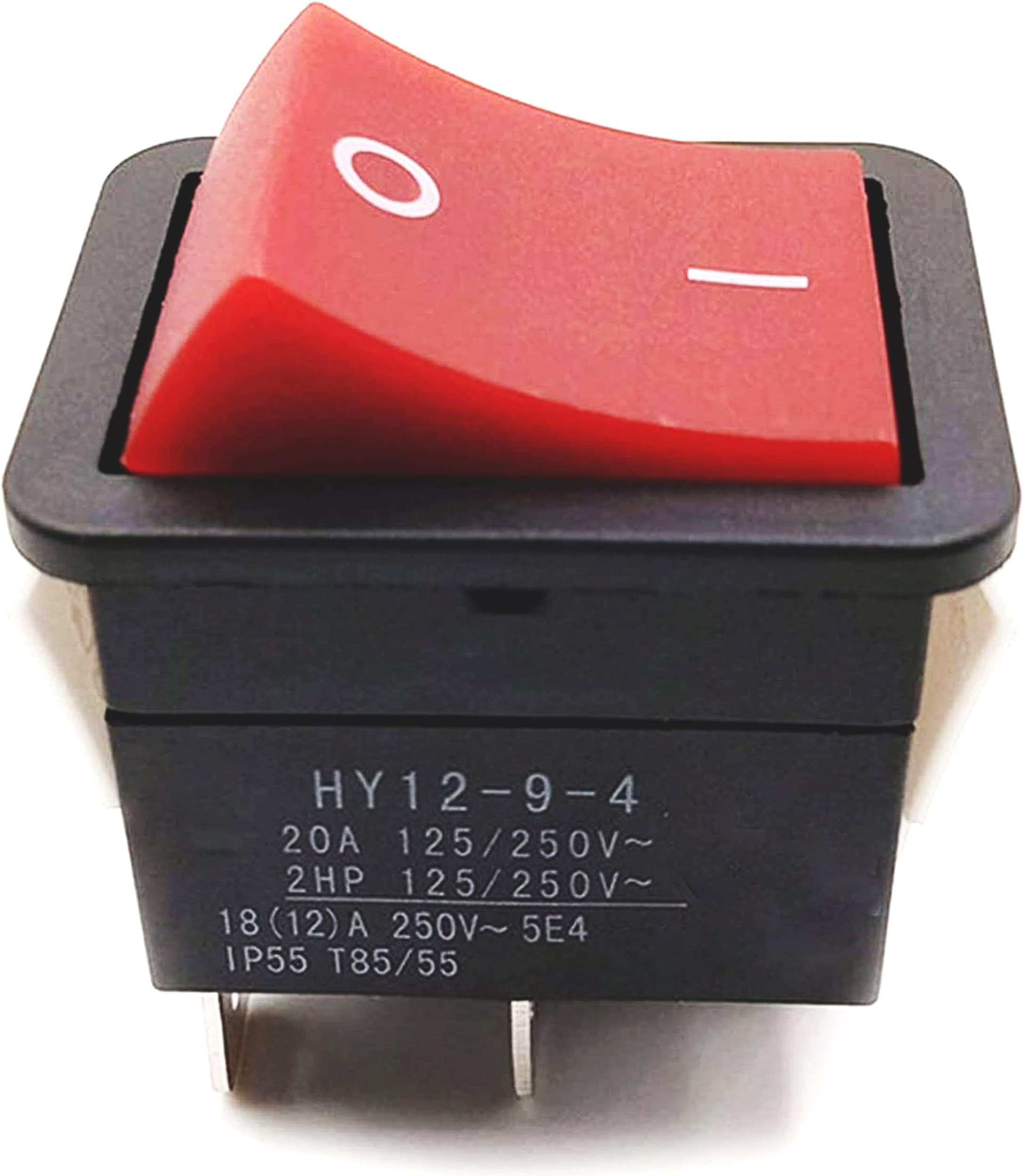 HY12-9-4 Rocker Switch On/Off Pushbutton Switch 4 Pin IP55 T85HY12-9-4 for Electric Welding Machine and Household Appliances 125/250V 20A