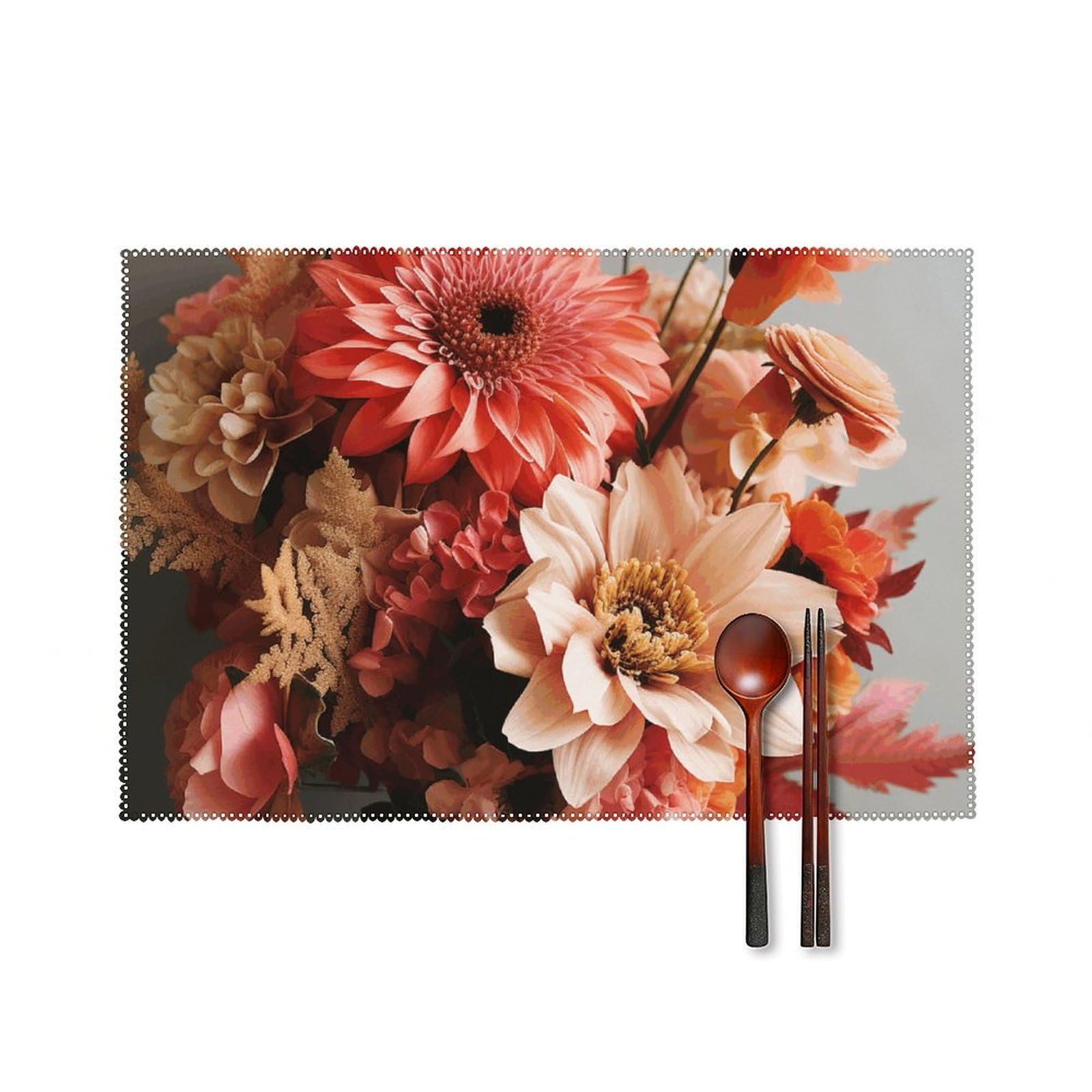 Sets de table bouquet de fleurs thermorésistants lot de 6 pour décoration cuisine moderne