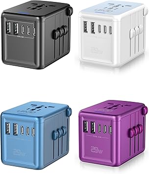 Universal Travel Adapter Offers 5.8A 3X 3.0A USB-C Ports, 2X 2.4A USB-A Ports and Multi AC Outlet, All-in-One International Power Plug Adaptor Worldwide Charger for EU US UK AU 200+ Countries