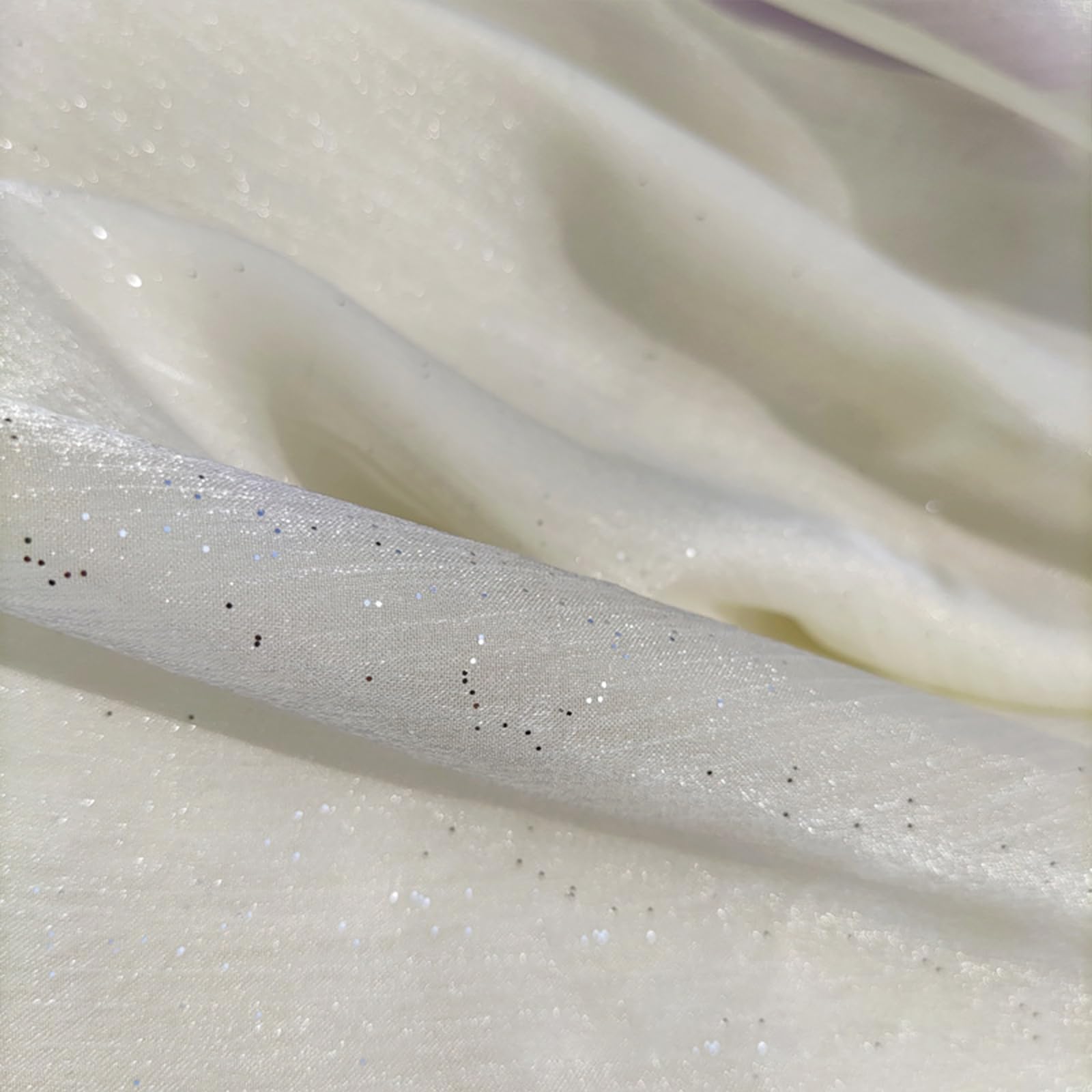 Organza Lace Voile Fabric, Iridescent Organza Tulle Fabric Multicolor 1.5x1M(Beige Yellow)