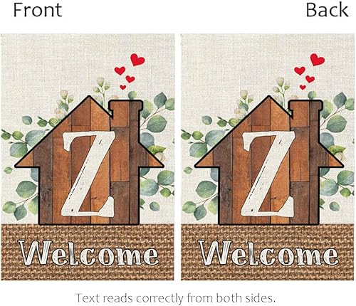 Miniatura 5 de Bandera de jardín con monograma de primavera, letra Z, para el hogar, dulce hogar, eucalipto, 12 x 18 pulgadas, doble cara para exterior, pequeña de