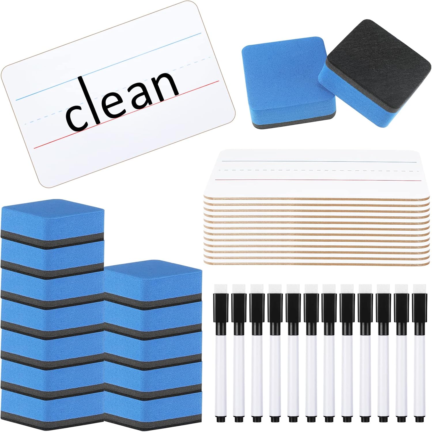 Colarr 36 Sets Mini White Boards 6"x 9" Dry Erase Boards Classroom Pack Includes Two Sided Small Whiteboards Markers, Lapboards Erasers for Teachers Students School