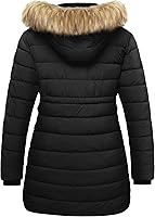 Vista 2 de Wantdo - Abrigos de invierno para mujer de talla grande, chaqueta acolchada y cálida de invierno con capucha de piel extraíble