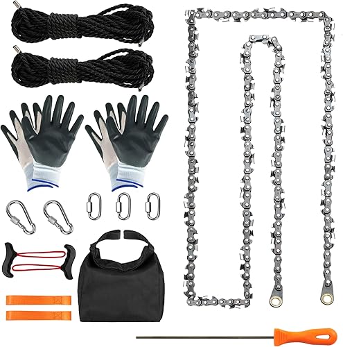 GSSHBR Sierra de cuerda de mano de alto alcance de 55 pulgadas para ramas de árbol con 70 hojas de dientes afilados en ambos lados, sierra de