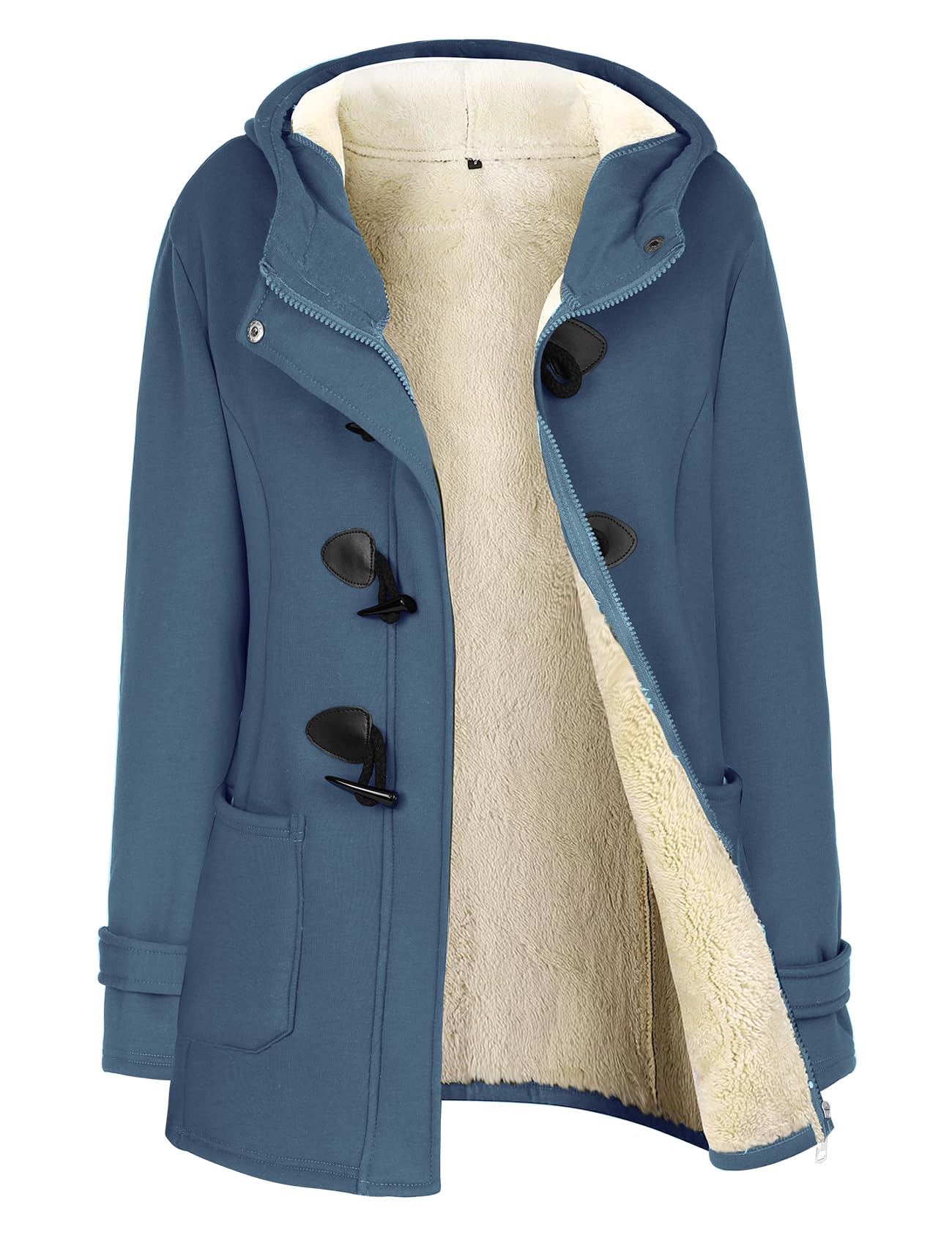 Gihuo Womens Sherpa Lined Hooded Sweatshirt Zip Up Hooded Sweatshirt Jacket