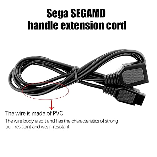 Miniatura 4 de Cable de extensión de repuesto de 9 pines con cable para controlador de videojuegos compatible con sega Genesis mini 2, compatible con consola de