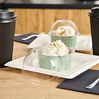 Vista 4 de Restaurantware Solo tapas: tapas de cúpula para moldes desechables de 4 onzas, 100 tapas redondas para vasos desechables Creme Brulee, tapas