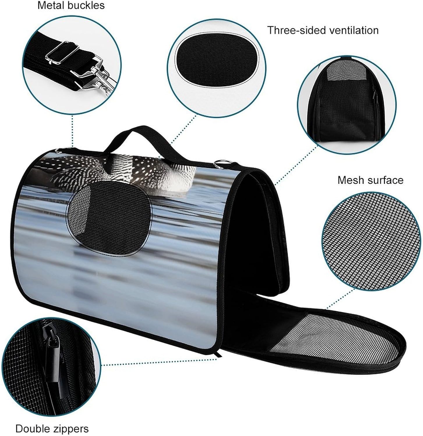 Pet Handbags, Loon Birds Printed Pet Handbags,folding Pet Bags,new Pet Handbags,universal Pet Handbags, 45X26X23.5cm