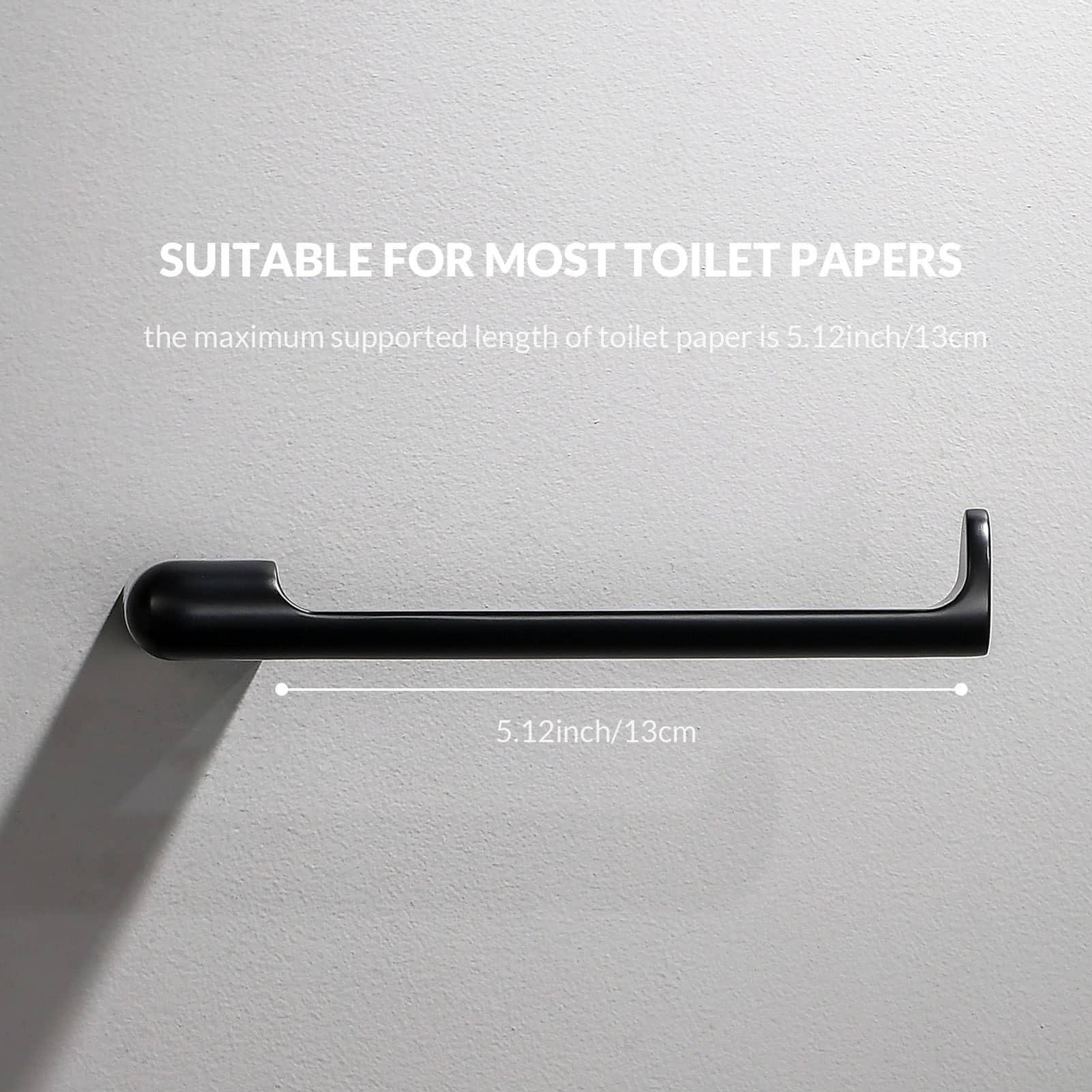 simpletome Toilet Paper Holder Wall Mount Never Rust Zinc Alloy Drilling Installation Modern Minimalist Design (Matte Black) - Image 3
