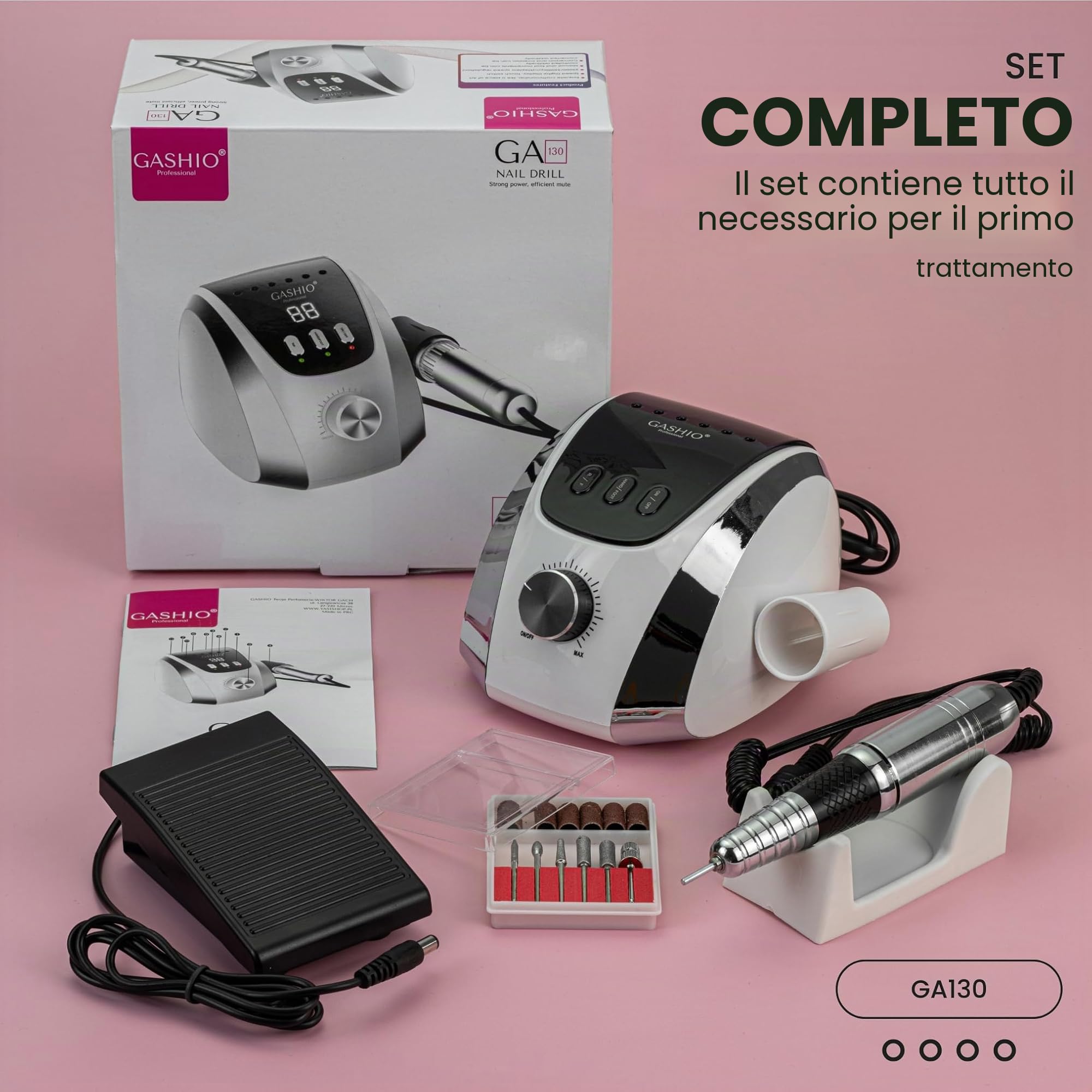Fresa per unghie in gel | Nail Drill 65 W | Lima elettrica | Manicure Pedicure Set elettrico | Fresa per unghie con cavo | Fresa per unghie con pedale | Macchina per unghie | 35,000 giri/min