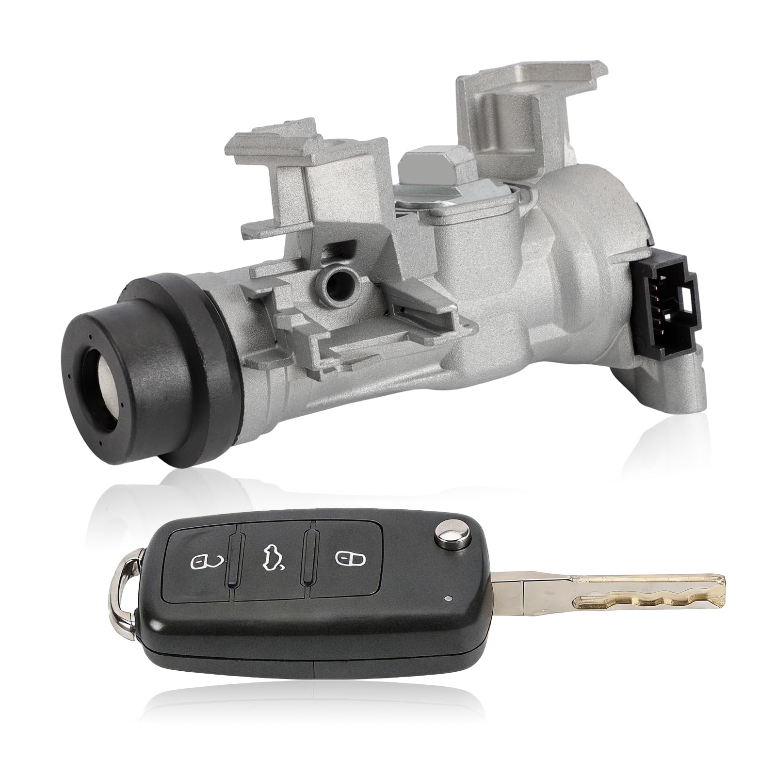 Interruptor de encendido + 1 llave de control remoto para A3 Q3 TT Seat Altea León Beetle Golf 5 Bloqueo de dirección Carcasa de bloqueo de dirección 1K0905851B 1K0905865