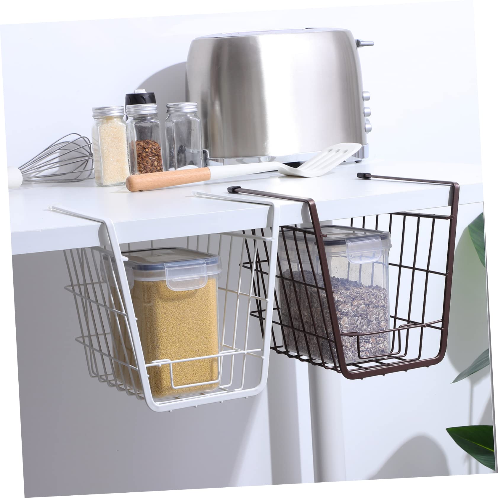 Amosfun Cesta De Almacenamiento Colgante 2 Pcs Organizador De Cocina Cesta De Alambre Bajo Estante