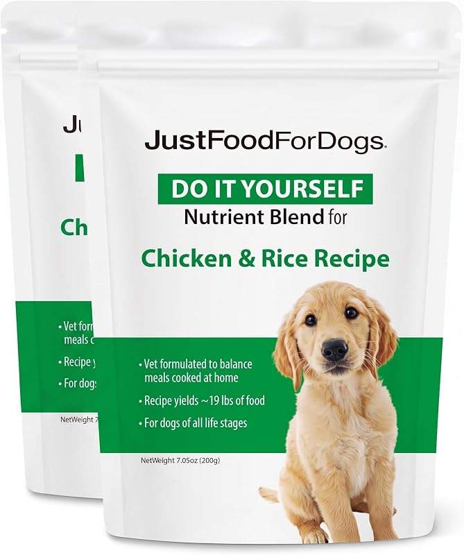 Suplemento Nutricional para Ração Caseira de Cães JustFoodForDogs Chicken & Rice, 129 g, Pacote com 2