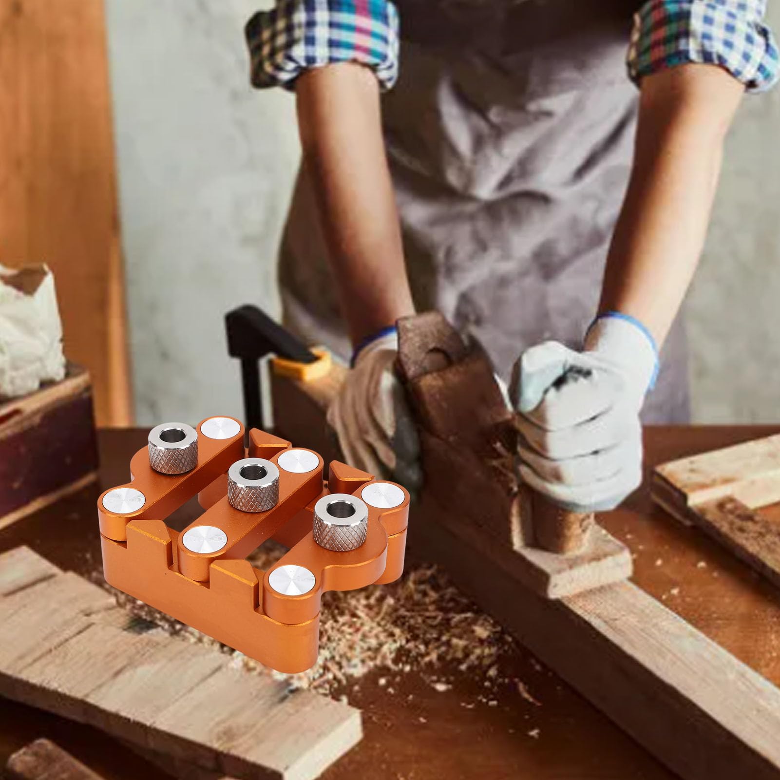 Localizador de punzones de juntas de madera profesional Plantilla de espiga autocentrante Centro de carpintería de aleación de aluminio Herramienta de guía de perforación pa