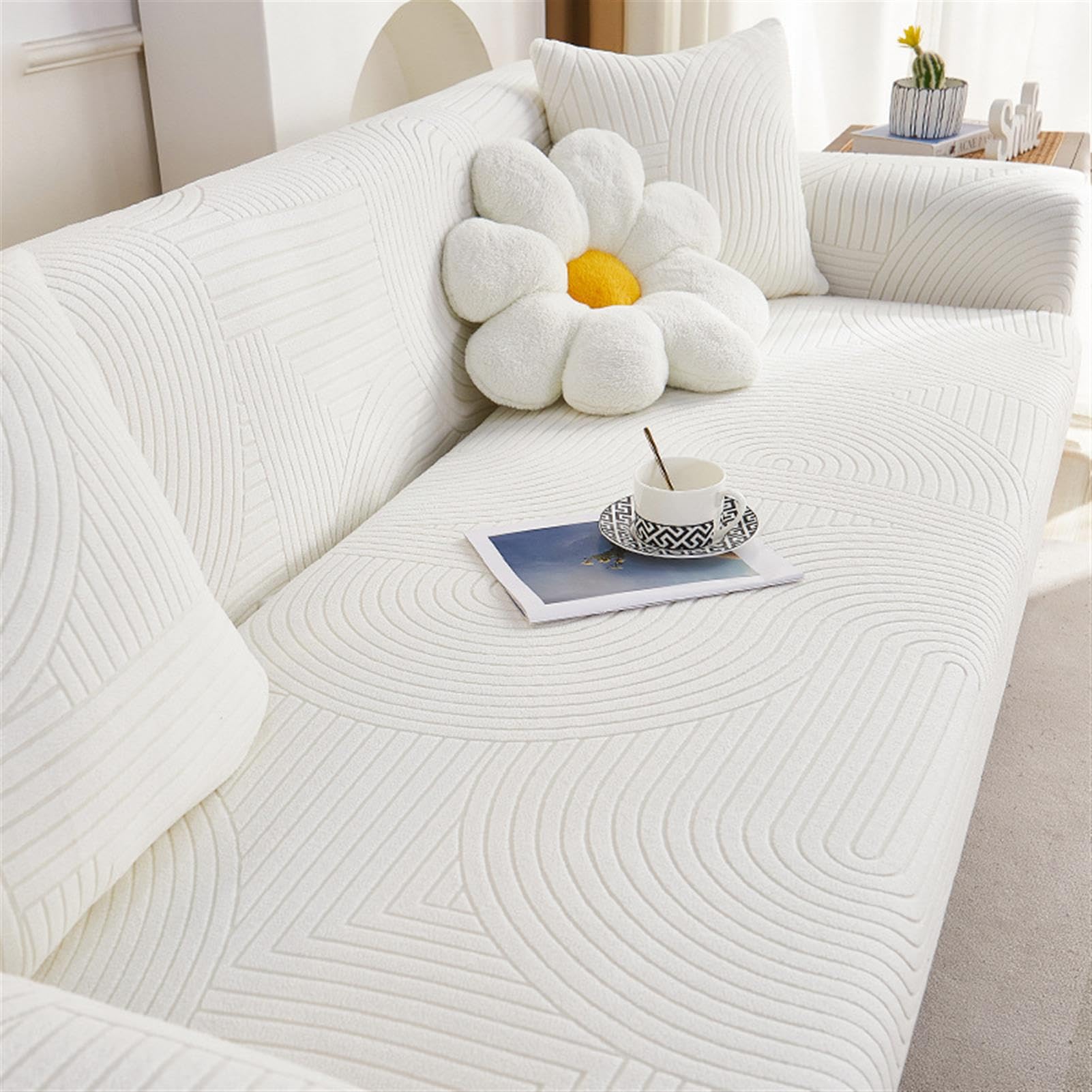 Custom Sofa Cover - Stretch Couch Cover - Furniture Protectors for Sofas and Chairs, I Will Customize a Sofa Cover That Fits You Better Based on the Dimensions You Upload,Jade white 1,4 Seater