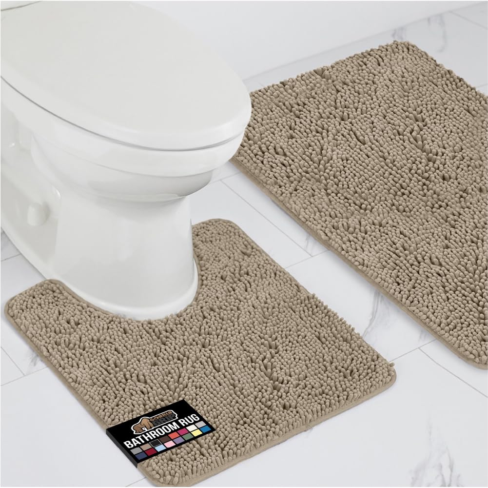 GORILLA GRIP Bathroom Rug Sets Soft Chenille 2 Piece Area Rugs Set Toilet Base Mat and 30x20 Carpet